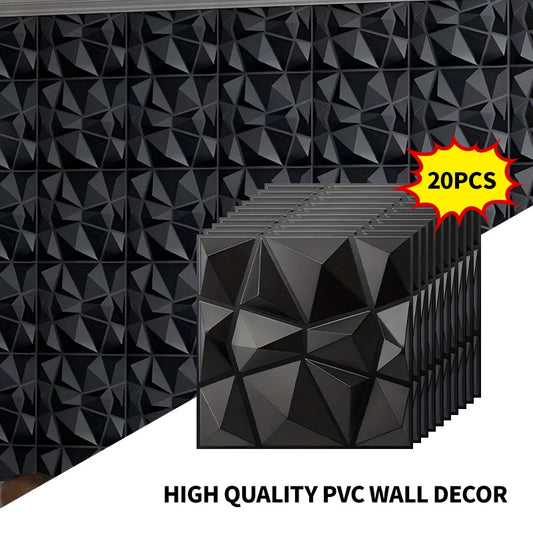 3D Geometric Wall Panels Set (20PCS PVC Tiles)